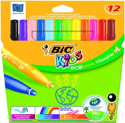 BIC VISA Color mazaków, 3 grubość kreski, 12sort. 37490