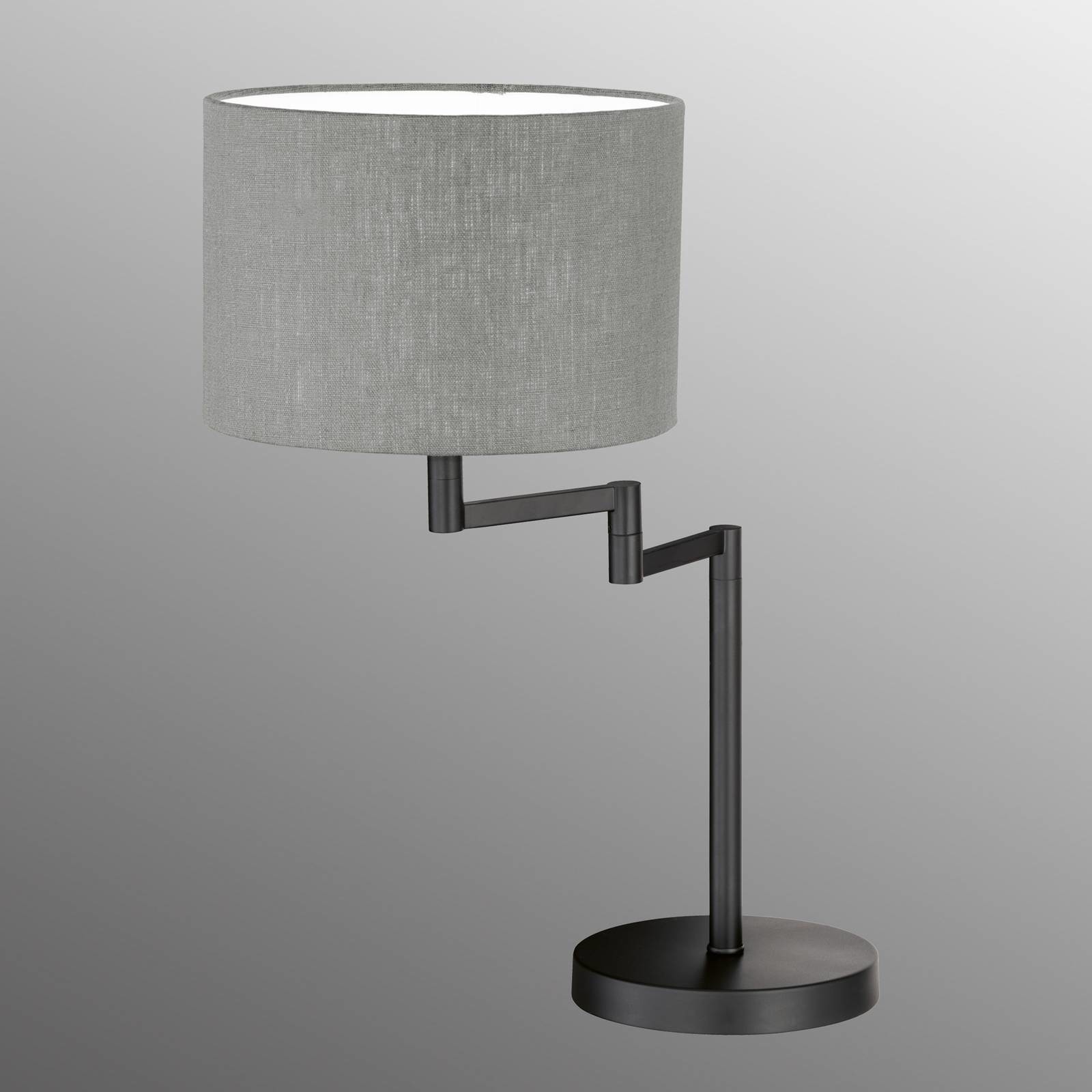 Fischer&Honsel HONSEL GMBH Lampa stołowa Rota z szarym lnianym kloszem