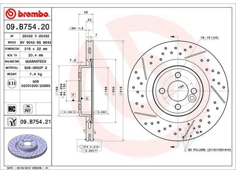 BREMBO Tarcza hamulcowa 09.B754.21