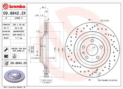 BREMBO 09.8842.2X 09.8842.2X