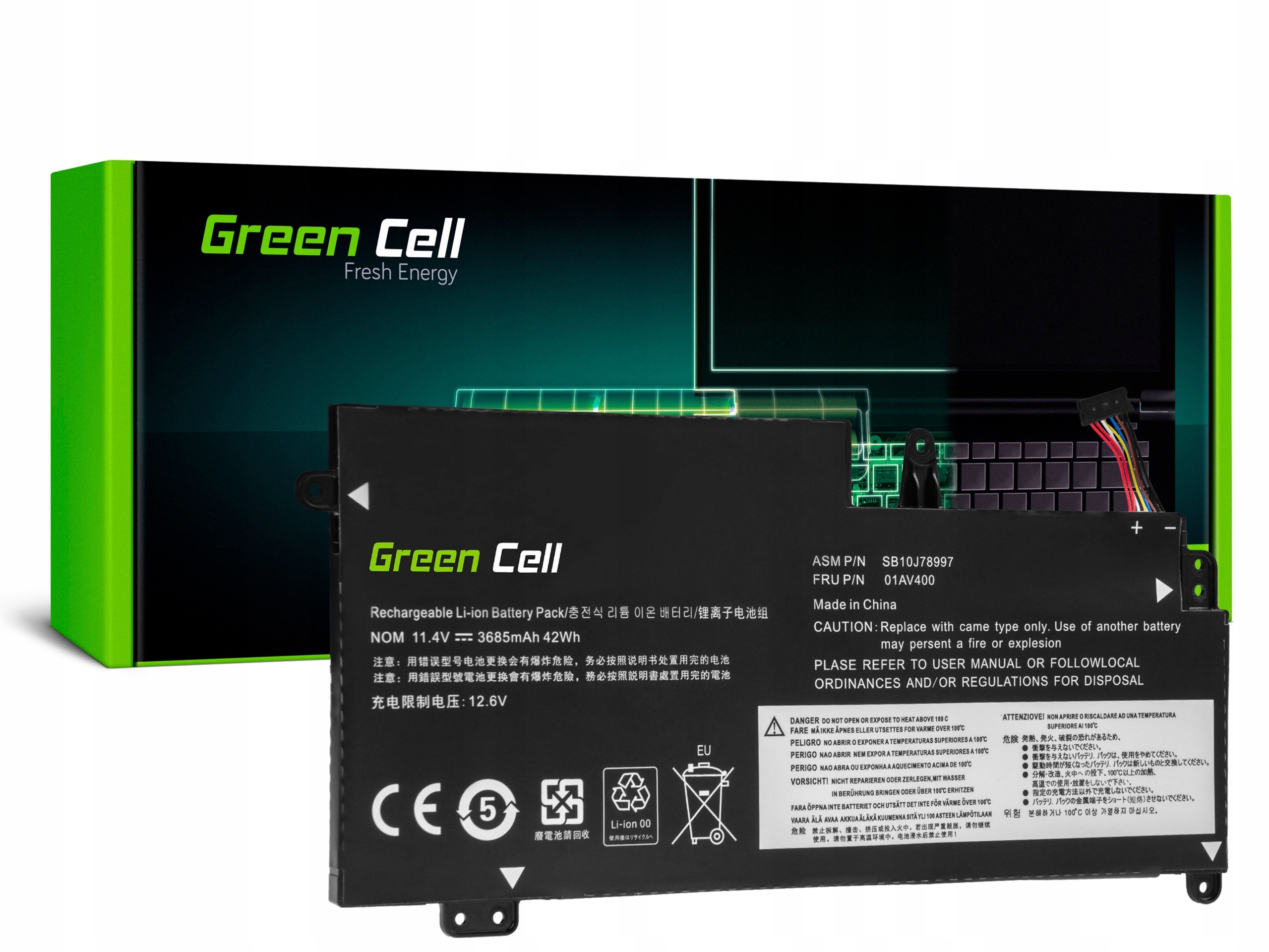 Green Cell Bateria 01AV401 do Lenovo ThinkPad 13 20GK 20GK Chromebook LE163