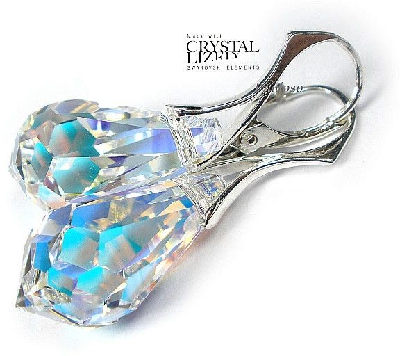 Swarovski Aurora duże piękne kolczyki SREBRO 22