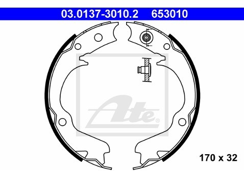 ATE Zesatw szczęk hamulcowych, hamulec postojowy 03.0137-3010.2