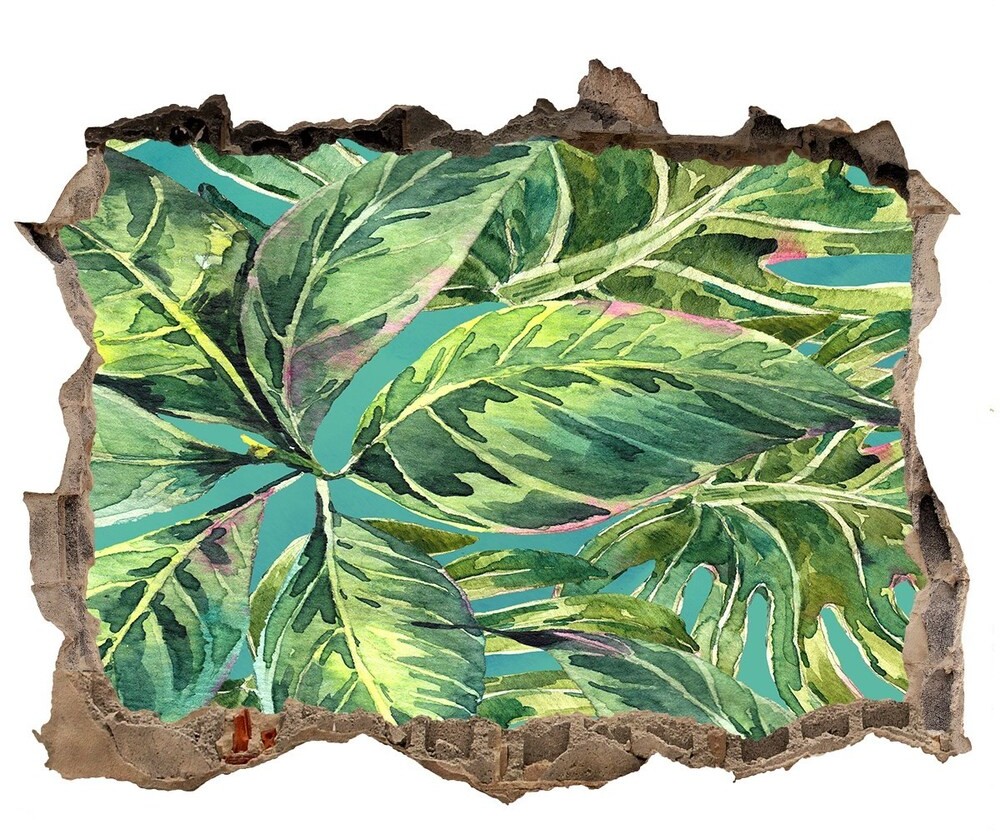 Wallmuralia.pl Naklejka 3D dziura na ścianę Tropikalne liście