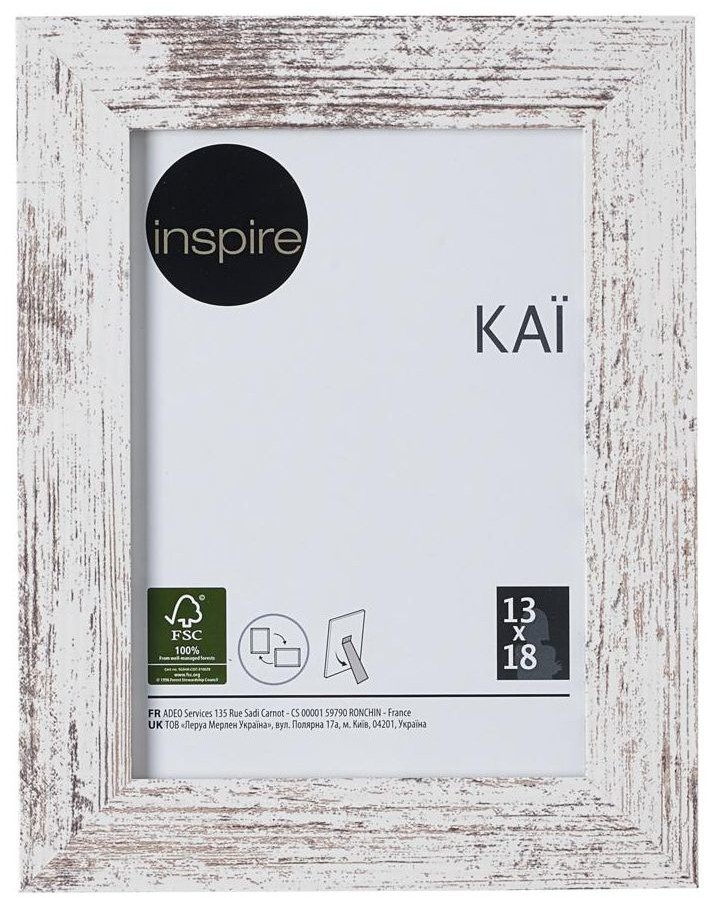 INSPIRE Ramka KAI 13 x 18 cm biała shabby MDF INSPIRE