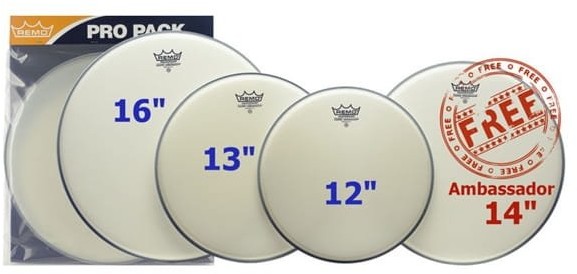 Remo PP-0112-BA-GW Ambassador Pack 12,13,16,14 coated