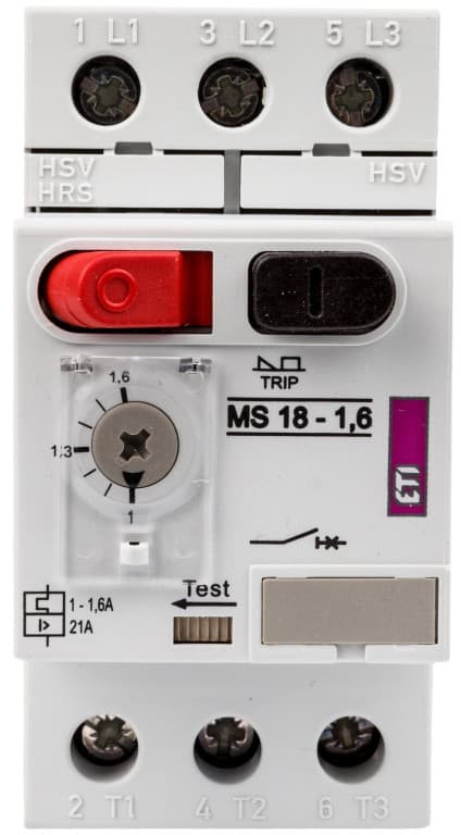 ETI POLAM Wyłącznik silnikowy 3P 0,55kW 1-1,6A MS18 004600345