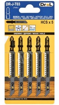 DREL Brzeszczoty do wyrzynarek DR-J-T03 75mmx 3mm 5szt Typ chwytu 