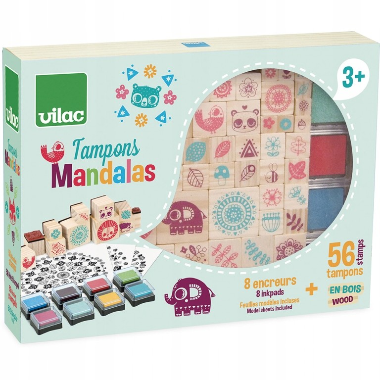 Vilac duży zestaw stemple drewniane Mandala 8221