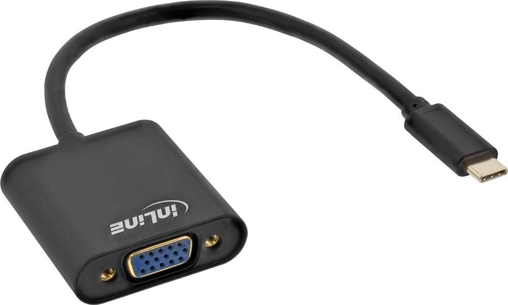 InLine Adapter AV Konwerter USB Display USB Typu-C męski na VGA żeński Tryb DP Alt czarny 0.2m 64104B