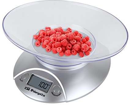 Orbegozo PC1009  elektroniczna waga łazienkowa do miski do kuchni, przezroczysty, maks. 3 kg, srebrny PC1009