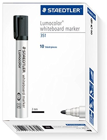 Staedtler Lumocolor 351  9 markery Whiteboard końcówka okrągła 10 sztuki czarna 351-9