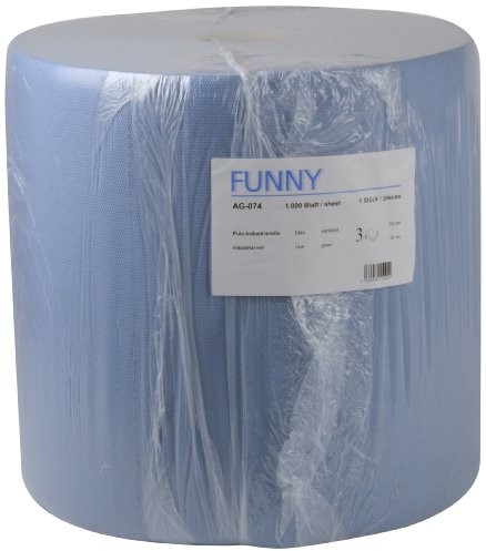 Funny Do czyszczenia  rolki papieru, 3-warstwowa, niebieska, około 36 cm, 1000 arkuszy, 1er Pack (1 X 1 sztuki) AG-074