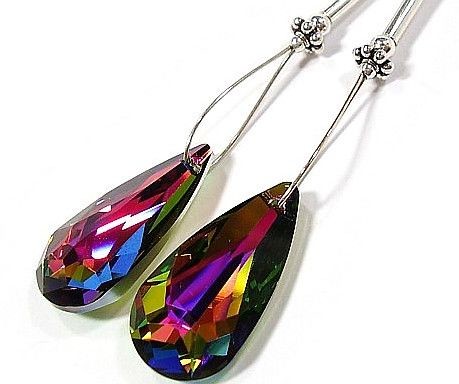 Swarovski piękne długie kolczyki SREBRO VM