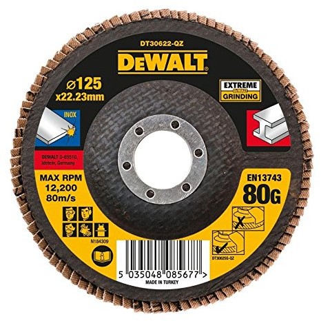 Dewalt DeWALT tarcze szlifierskie lamelkowe 125 MM K80 płaski, typ 27, dt30622-QZ DT30622-QZ