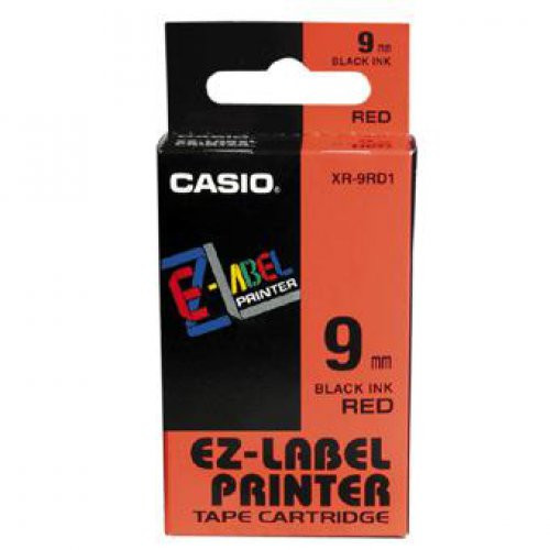 Casio oryginalny taśma do drukarek etykiet, , XR-9RD1, czarny druk/czerwony