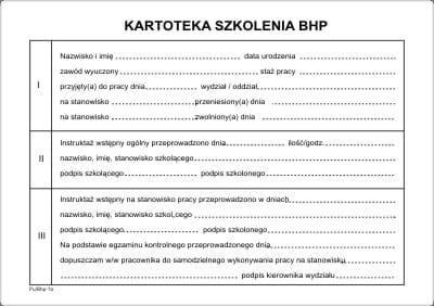 Firma krajewski Kartoteka szkolenia BHP [Pu/Bhp-1] Pu/Bhp-1