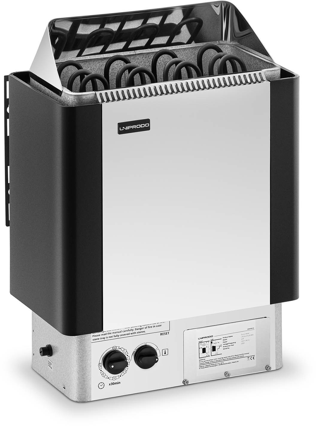 Uniprodo Piec do sauny - elektryczny - 6 kW - pokrętła - - UNI_SAUNA_S6.0KW UNI_SAUNA_S6.0KW