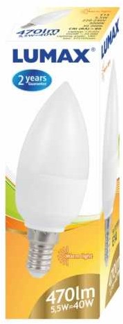 Lumax Żarówka LED 5,5W 40W) świeczka E14 470 lm ciepła LL098 LED5,5E14B230LUMAXLL098