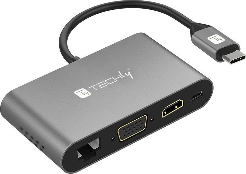 Techly Stacja/replikator USB-C multiport adapter > HDMI/VGA/RJ45/2x USB-A/USB-C PD/MicroSD/SD 106169