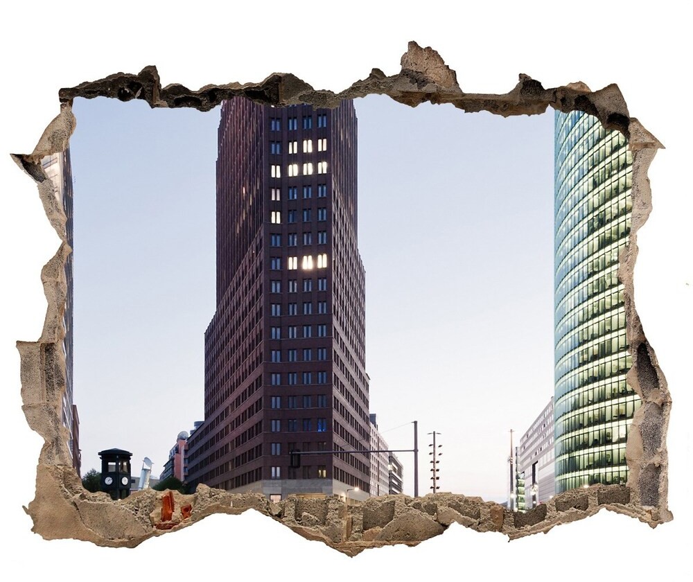 Wallmuralia.pl Fototapeta dziura na ścianę 3d Drapacze chmur