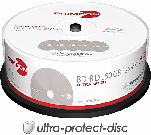 PrimeOn Blu-Ray BD-R DL półfabrykat 50GB 2761318 25 szt. trzpień z powłoką zapobiegającą zarysowaniom
