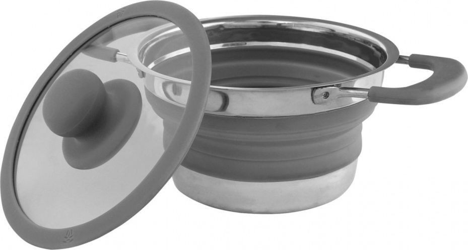 Eurotrail patelnia z pokrywką składana 20 cm silikonowa szara 2-częściowa twm_401687