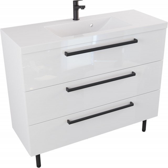 Furni Szafka Umywalkowa Stojąca w stylu Loft ATHOS 100 cm - Uchwyt Czarny Mat ATH UM ST 100 UC
