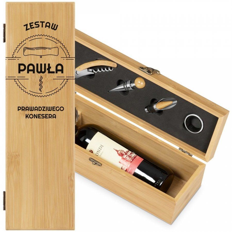 Murrano Personalizowany Zestaw Akcesoriów i Skrzynka Do Wina Koneser ZDW2-035