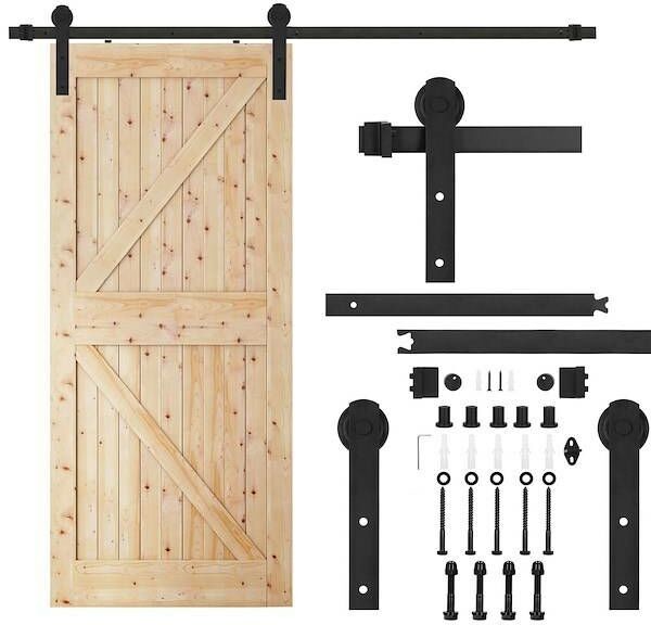 Springos System do drzwi przesuwnych 183 cm prowadnica do 100 kg, barn door stal czarny HA5009