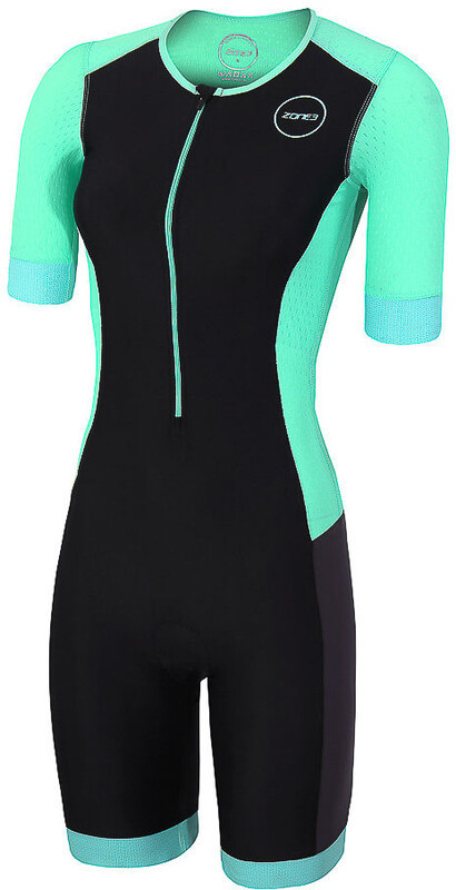 Zone3 Aquaflo+ Kombinezon triathlonowy z krótkim rękawem Kobiety, black/grey/mint L 2021 Pianki do pływania TS18WAQPS109/L