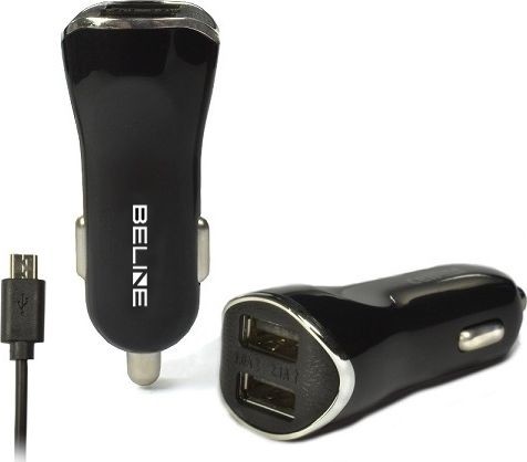 Beline Ładowarka samochodowa 2xUSB + microUSB 2.1A czarna Beli0004