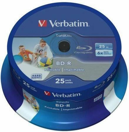 Verbatim BD-R 6x 25GB 25p cake box Hard Coat protective layer 43811