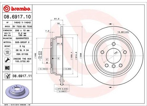 BREMBO Tarcza hamulcowa 08.6917.11