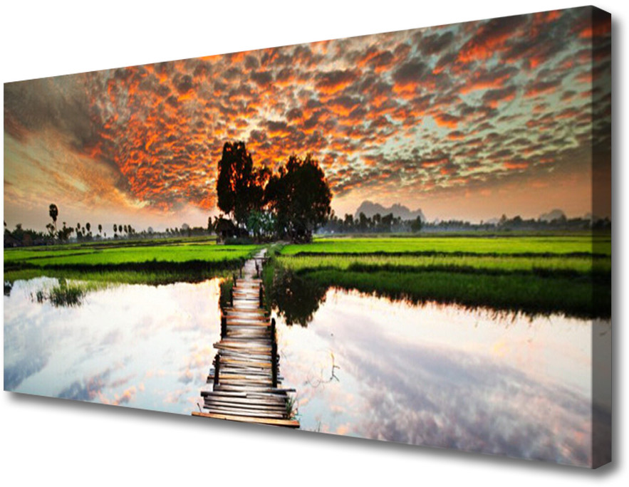 PL Tulup Obraz na Płótnie Most Jezioro Krajobraz 100x50cm