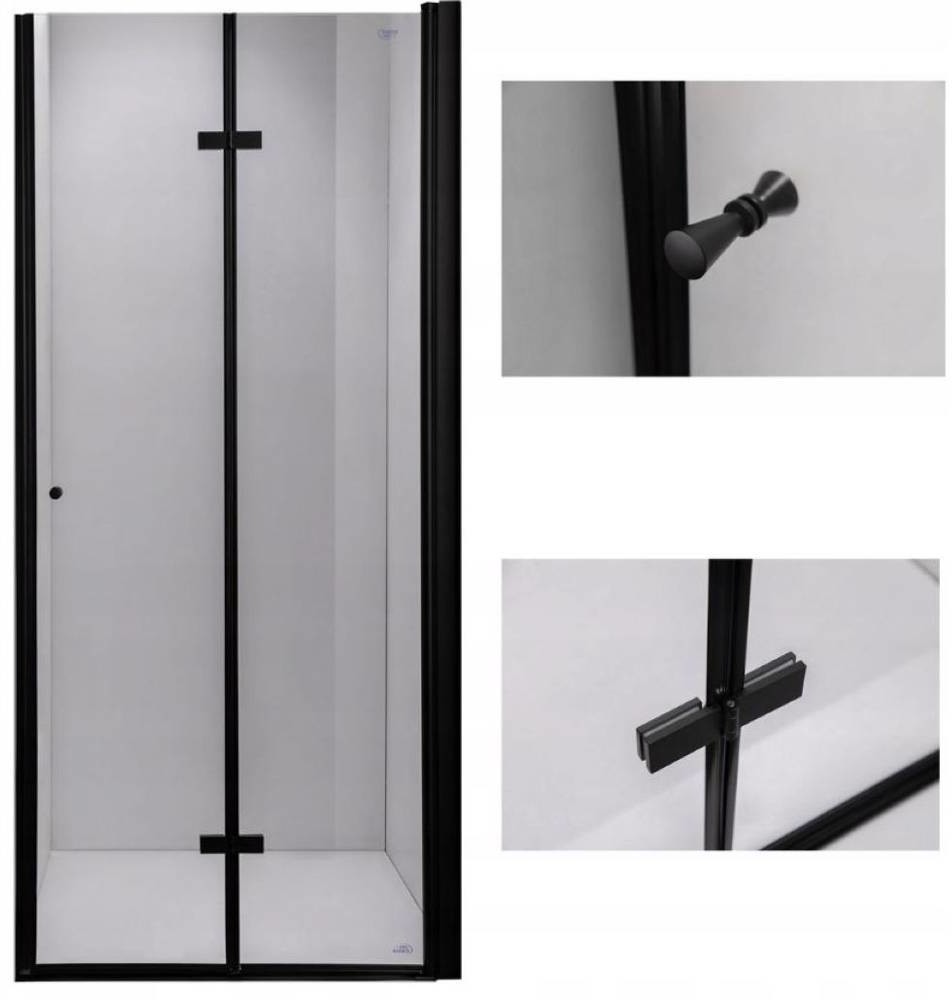 483 SANDASA DRZWI PRYSZNICOWE 110 CM SKŁADANE ŚCIANKA BLACK 48379595