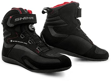 SHIMA SHIMA EXO Vented damskie buty motocyklowe - przewiewne, wzmocnione, miejskie buty motocyklowe z zapięciem ATOP, ochraniaczami kostki, antypoślizgową podeszwą i nadkładką zmiany biegów (Czarne, 41) EXO LADY BLACK