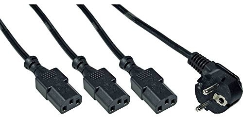 InLine -Y kabel zasilający  1 X wtyczka ze stykiem ochronnym do 3 X wtyk przyrządowy IEC  1 m, 16657 G 16657G