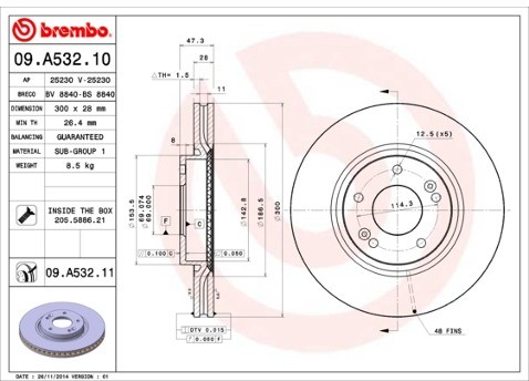 BREMBO Tarcze hamulcowe (komplet 2 sztuk) 09.A532.10
