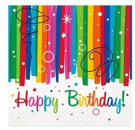 Unique Serwetki urodzinowe Rainbow Happy Birthday 25 cm 16 szt U49561