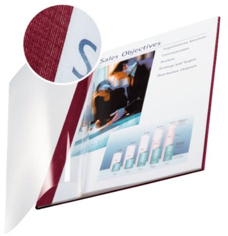 Leitz 74150028 teczka do wiązania impressBIND, Soft Cover, A4, 14 MM, 10 sztuk, bordo 74150028
