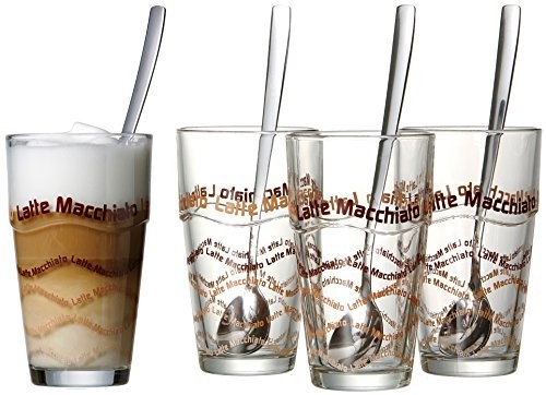 Ritzenhoff & Breker 124200 szklanka do latte macchiato z łyżeczką, 8 sztuk 124200