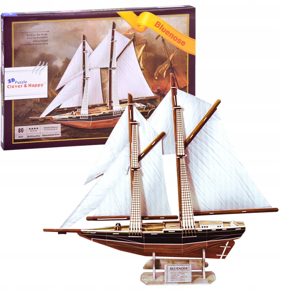 Puzzle 3D statek żaglowiec Bluenose 80 ele ZA2906
