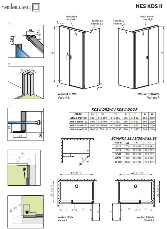 Radaway Nes KDS II 110x70x200 lewa 100331100101/100400700101