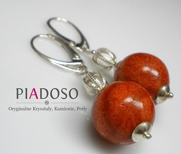 Arande KORAL PIĘKNE KOLCZYKI SREBRO