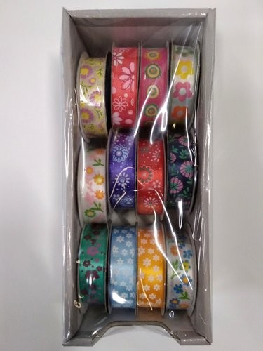 Wstążka ozdobna H027 kolor nadruk 16mmx3m mix