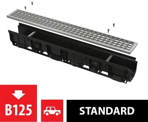 Alca plast Odwodnienie zewnętrzne 10cm z obramowaniem z tworzywa, Ruszt ocynkowany, 6 lat gwarancji AQ/AVZ102-R103