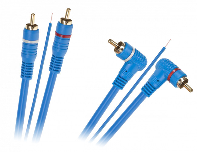 LP Kabel 2 x RCA - 2 x RCA + żyła 5m kątowo - prosty LEC-KPO2668-5