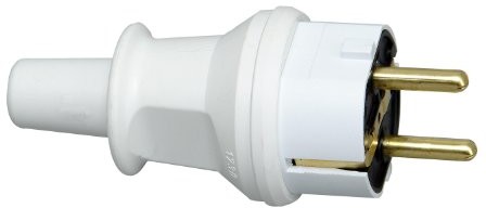 Kopp 173002007 wtyczka ze stykiem ochronnym z tulejką chroniącą przed zginaniem, biała, 173002007