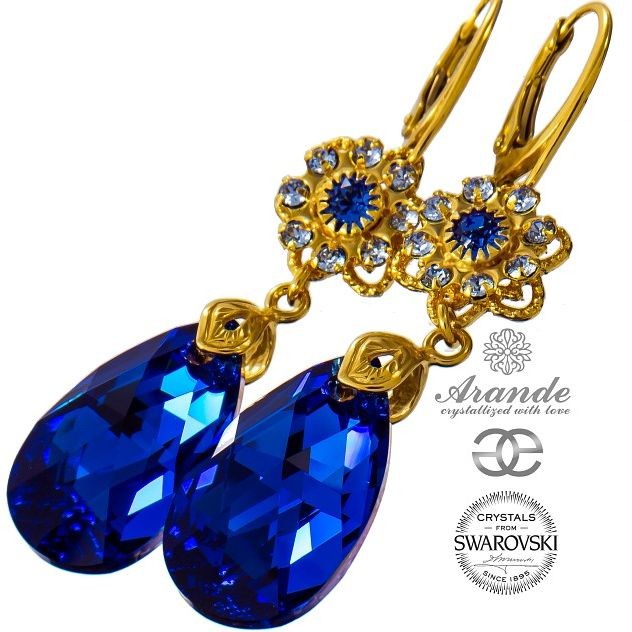 Swarovski NOWE PIĘKNE KOLCZYKI BLUE FEEL GOLD